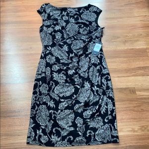 NWT, Tommy Hilfiger black and cream floral dress, 8